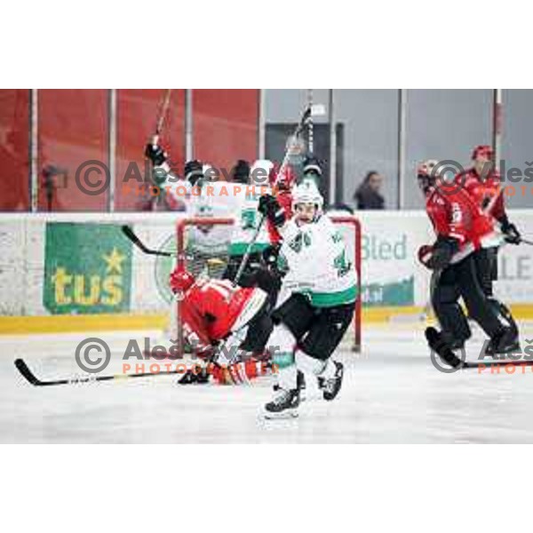 Gal Koren in action during Alps League ice-hockey match between Acroni Jesenice and SZ Olimpija in Podmezakla Hall, Jesenice, Slovenia on February 12, 2019
