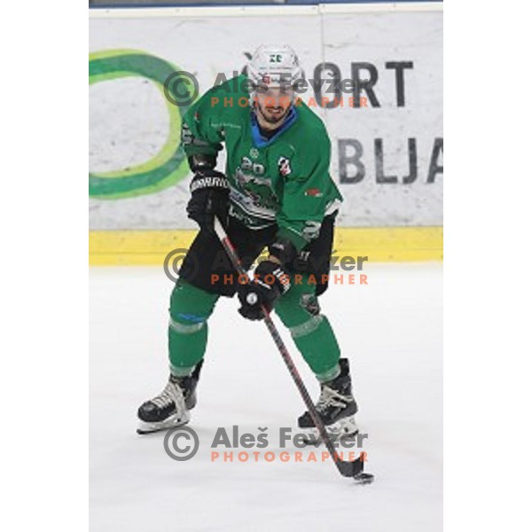 Gregor Koblar of SZ Olimpija in action during Alps League ice-hockey match between SZ Olimpija and Lustenau in Tivoli Hall, Ljubljana, Slovenia on February 22, 2019