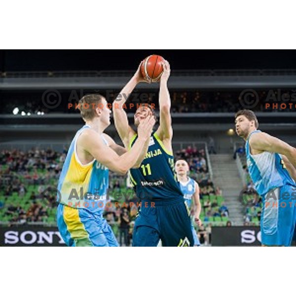 Jan Kosi in action during FIBA Basketball World Cup 2019 European qualifiers basketball match between Slovenia and Ukraine, Stozice Arena, Ljubljana, Slovenia on February 26, 2019