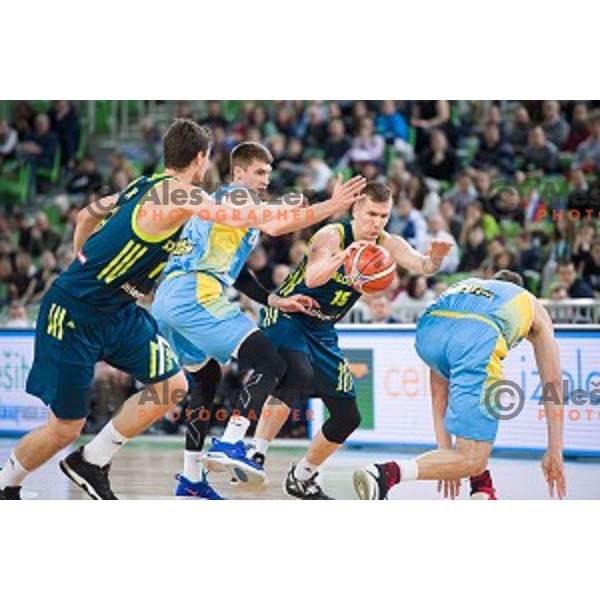 Gregor Hrovat in action during FIBA Basketball World Cup 2019 European qualifiers basketball match between Slovenia and Ukraine, Stozice Arena, Ljubljana, Slovenia on February 26, 2019