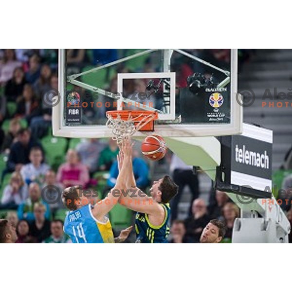 in action during FIBA Basketball World Cup 2019 European qualifiers basketball match between Slovenia and Ukraine, Stozice Arena, Ljubljana, Slovenia on February 26, 2019