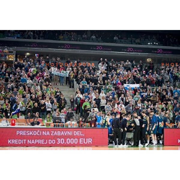 Fans in action during FIBA Basketball World Cup 2019 European qualifiers basketball match between Slovenia and Ukraine, Stozice Arena, Ljubljana, Slovenia on February 26, 2019