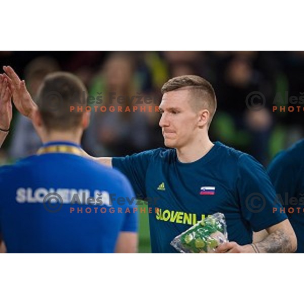 Gregor Hrovat in action during FIBA Basketball World Cup 2019 European qualifiers basketball match between Slovenia and Ukraine, Stozice Arena, Ljubljana, Slovenia on February 26, 2019
