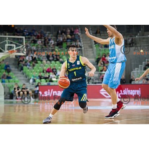Ziga Dimec in action during FIBA Basketball World Cup 2019 European qualifiers basketball match between Slovenia and Ukraine, Stozice Arena, Ljubljana, Slovenia on February 26, 2019