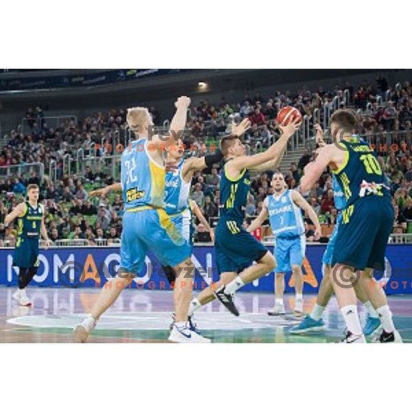 Blaz Mesicek in action during FIBA Basketball World Cup 2019 European qualifiers basketball match between Slovenia and Ukraine, Stozice Arena, Ljubljana, Slovenia on February 26, 2019