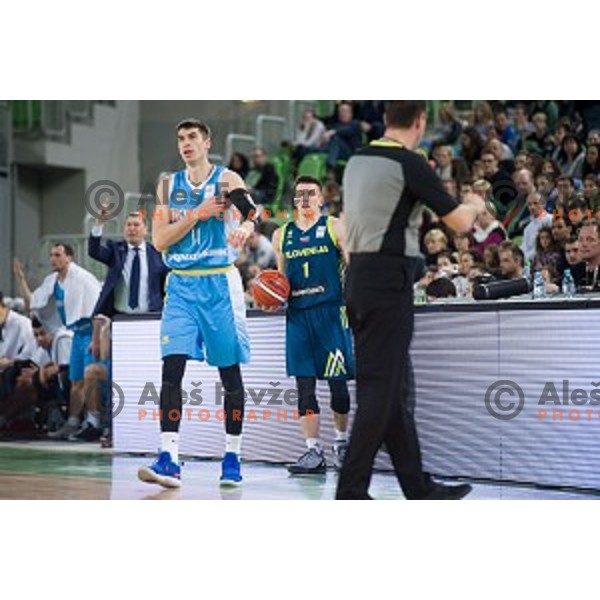 Ziga Dimec in action during FIBA Basketball World Cup 2019 European qualifiers basketball match between Slovenia and Ukraine, Stozice Arena, Ljubljana, Slovenia on February 26, 2019
