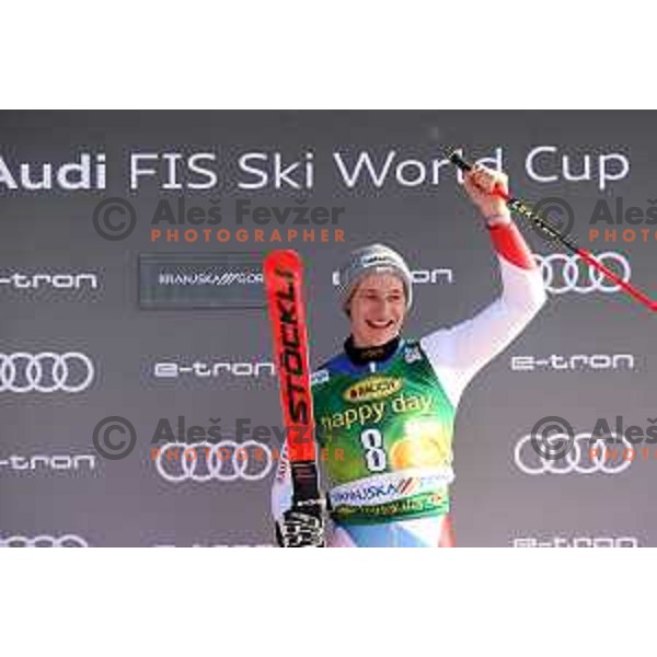 Prize giving ceremony of Audi FIS World Cup Giant Slalom for 58. Vitranc Cup in Kranjska Gora, Slovenia on March 9, 2019