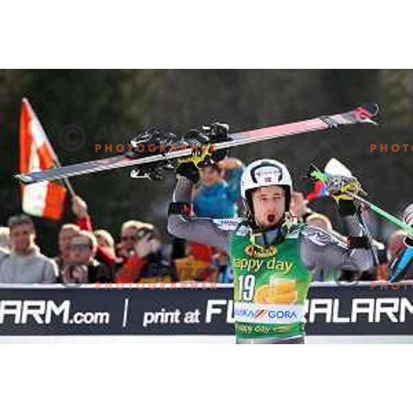 Prize giving ceremony of Audi FIS World Cup Giant Slalom for 58. Vitranc Cup in Kranjska Gora, Slovenia on March 9, 2019