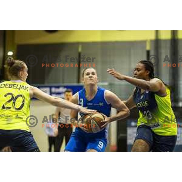 Eva Prevodnik and Rangie La Shauri Bessard in action during women basketball match between ZKK Cinkarna Celje and Triglav, semi-final cup 2019, played in Dvorana Tabor, Maribor, Slovenia on March 9, 2019