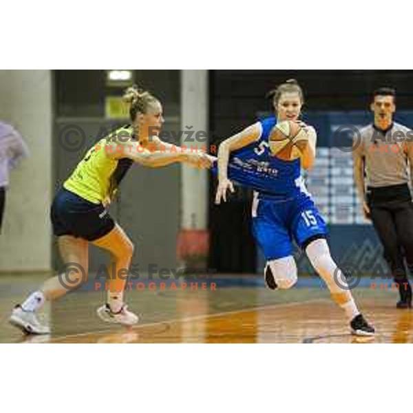 Larisa Ocvirk and Ajda Burgar in action during women basketball match between ZKK Cinkarna Celje and Triglav, semi-final cup 2019, played in Dvorana Tabor, Maribor, Slovenia on March 9, 2019