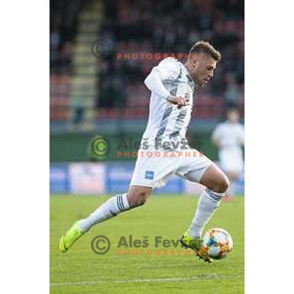 Amadej Marosa in action during soccer match between Mura and Krsko, Round 23 of PLTS 2018/19, played in Fazanerija, Murska Sobota, Slovenia on March 16, 2019
