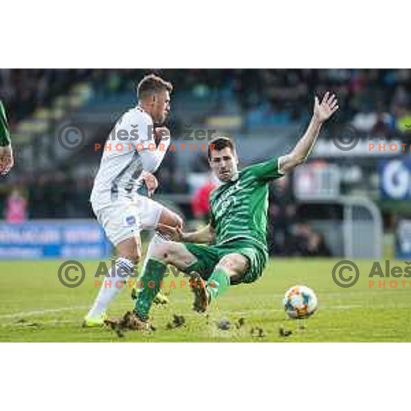 Amadej Marosa in action during soccer match between Mura and Krsko, Round 23 of PLTS 2018/19, played in Fazanerija, Murska Sobota, Slovenia on March 16, 2019
