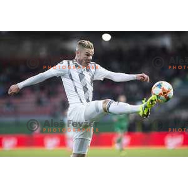 Luka Bobicanec in action during soccer match between Mura and Krsko, Round 23 of PLTS 2018/19, played in Fazanerija, Murska Sobota, Slovenia on March 16, 2019