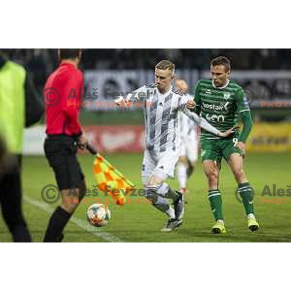 Zan Karnicnik and Ante Kordic in action during soccer match between Mura and Krsko, Round 23 of PLTS 2018/19, played in Fazanerija, Murska Sobota, Slovenia on March 16, 2019
