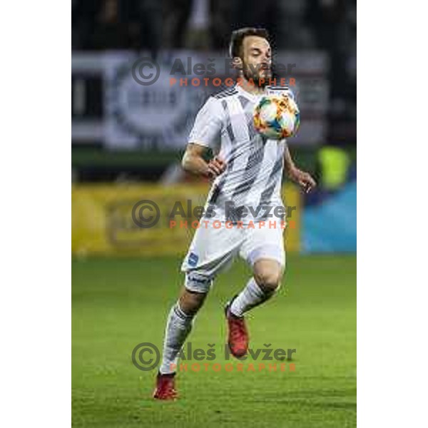 Ziga Kous in action during soccer match between Mura and Krsko, Round 23 of PLTS 2018/19, played in Fazanerija, Murska Sobota, Slovenia on March 16, 2019