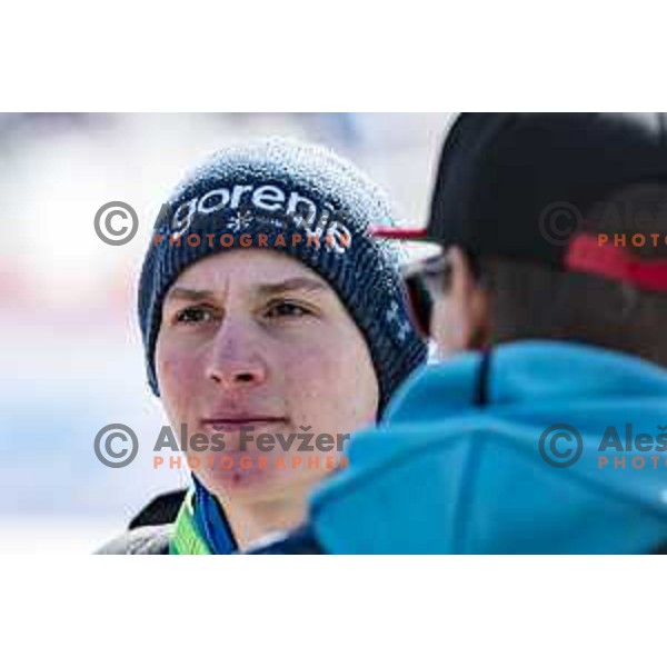 Domen Prevc at Qualification for Ski flying individual at World Cup Ski Jumping Final in Planica, Slovenia on March 21, 2019