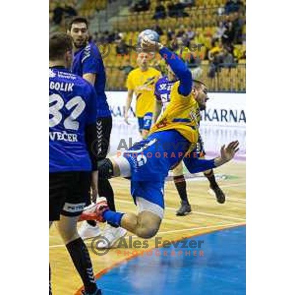 Kristian Beciri in action during handball match between Celje Pivovarna Lasko and Maribor Branik, 1.NLB Leasing League 2018/19, played in Zlatorog Arena, Celje, Slovenia on March 29, 2019