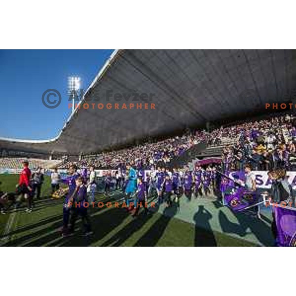 Players of Maribor prior to soccer match between Maribor and Celje, Round 24 of PLTS 2018/19, played in Ljudki vrt, Maribor, Slovenia on March 30, 2019