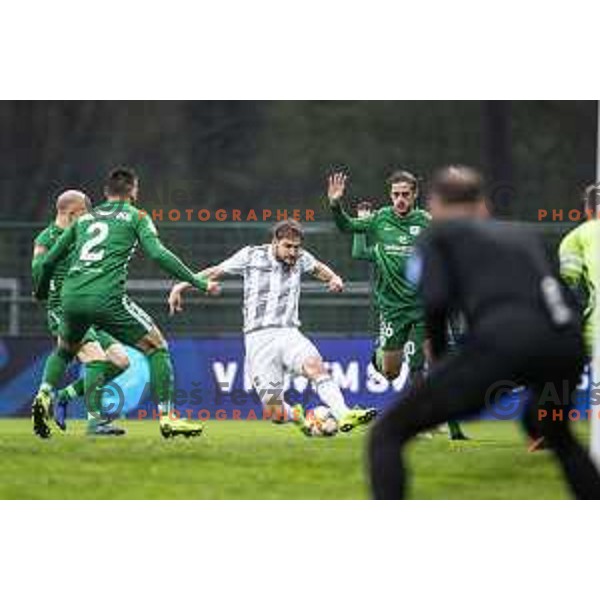 in action during soccer match between Mura and Olimpija, Round 26 of PLTS 2018/19, played in Fazanerija, Murska Sobota, Slovenia on April 11, 2019