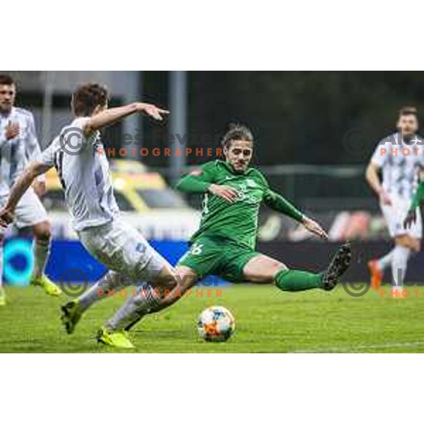 in action during soccer match between Mura and Olimpija, Round 26 of PLTS 2018/19, played in Fazanerija, Murska Sobota, Slovenia on April 11, 2019