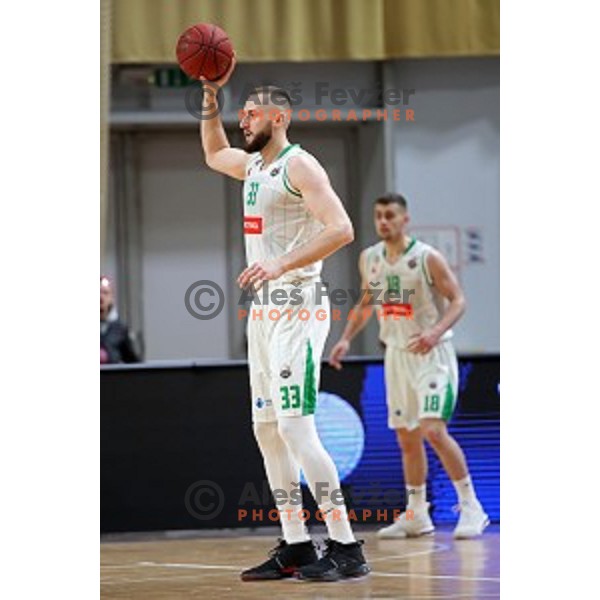 Bojan RAdulovic in action during Nova KBM League basketball match between Petrol Olimpija and Sixt Primorska in Tivoli Hall, Ljubljana on April 11, 2019