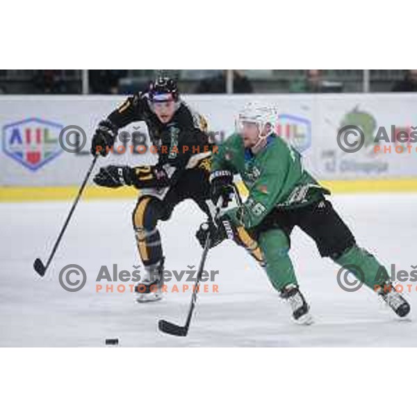 Ales Music of SZ Olimpija in action during fourth game in the Final of Alps League ice-hockey match between SZ Olimpija and Pustertal in Tivoli Hall, Ljubljana, Slovenia on April 15, 2019