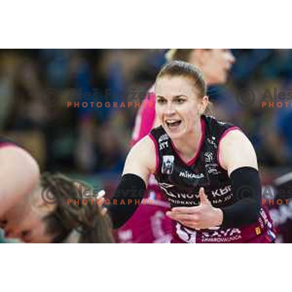 Sara Najdic in action during women volleyball match between Nova KBM Branik and GEN-i Volley, Round 2 of National League finals 2018/19, played in Lukna, Maribor, Slovenia on April 16, 2019