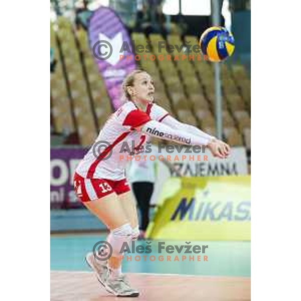Patrizia Zampedri in action during women volleyball match between Nova KBM Branik and GEN-i Volley, Round 2 of National League finals 2018/19, played in Lukna, Maribor, Slovenia on April 16, 2019