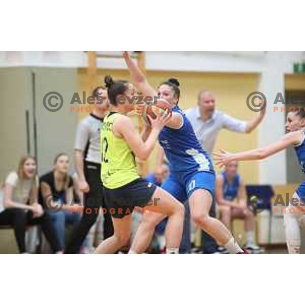action during first match of the Final of Slovenian Women\'s basketball league between Cinkarna Celje and Triglav Kranj in Celje, Slovenia on April 18, 2019