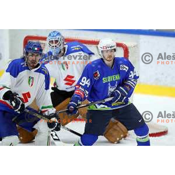 Jure Sotlar in action during friendly Ice-Hockey match between Slovenia and Italy in Bled Ice Hall, Slovenia on April 25, 2019