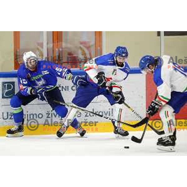 Blaz Gregorc in action during friendly Ice-Hockey match between Slovenia and Italy in Bled Ice Hall, Slovenia on April 25, 2019