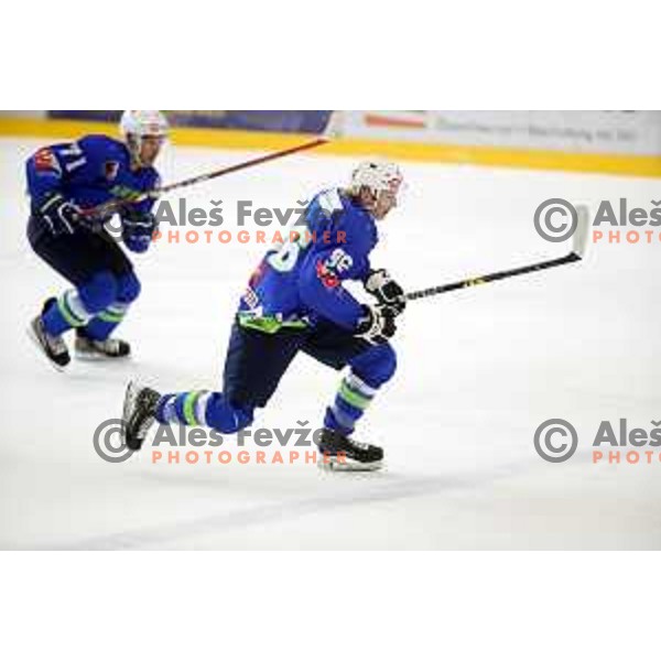 Jan Drozg in action during friendly Ice-Hockey match between Slovenia and Italy in Bled Ice Hall, Slovenia on April 25, 2019