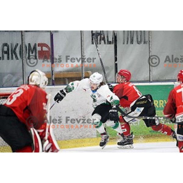 Janez Orehek of SZ Olimpija in action during Slovenian League ice-hockey match between SZ Olimpija and SIJ Acroni Jesenice in Tivoli Hall, Ljubljana, Slovenia on April 25, 2019