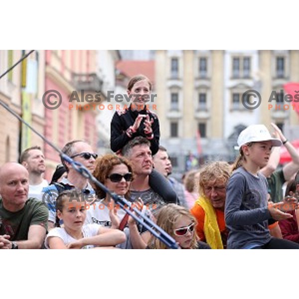 Spectators during semi-final of Triglav The Rock boulder climbing competition in Ljubljana on May 25, 2019