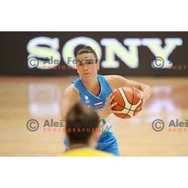 Teja Oblak in action during friendly Women\'s basketball match between Slovenia and Sweden in Polaj Hall, Trbovlje on June 6, 2019