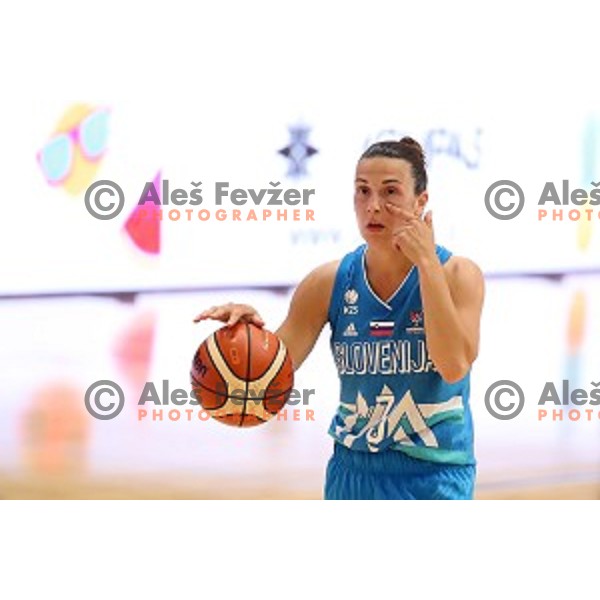 Teja Oblak in action during friendly Women\'s basketball match between Slovenia and Sweden in Polaj Hall, Trbovlje on June 6, 2019