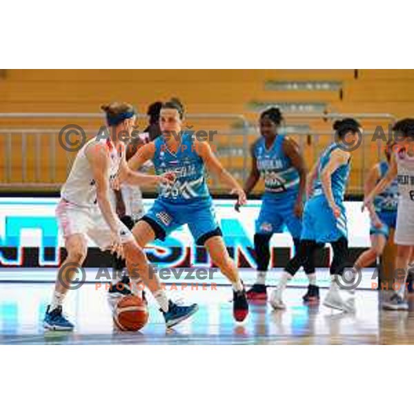 Teja Oblak in action during friendly Women\'s basketball match between Slovenia and Great Britain in Polaj Hall, Trbovlje on June 7, 2019