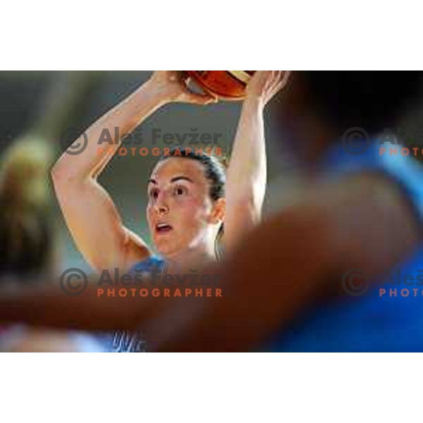 Teja Oblak in action during friendly Women\'s basketball match between Slovenia and Great Britain in Polaj Hall, Trbovlje on June 7, 2019