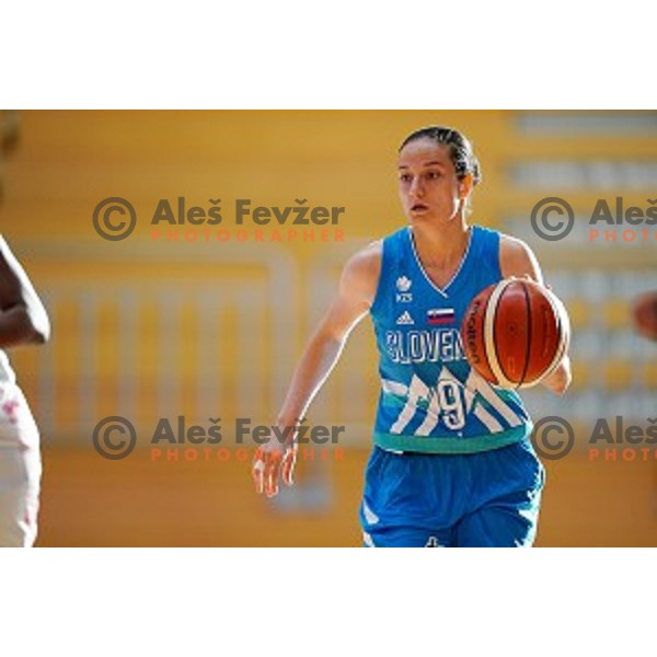 Nika Baric in action during friendly Women\'s basketball match between Slovenia and Great Britain in Polaj Hall, Trbovlje on June 7, 2019