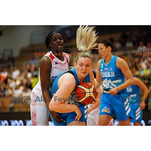 in action during friendly Women\'s basketball match between Slovenia and Great Britain in Polaj Hall, Trbovlje on June 7, 2019