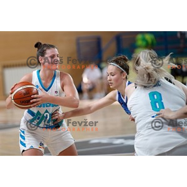 in action during friendly Women\'s basketball match between Slovenia and Slovakia in Poden Sports Hall, Skofja Loka on June 14, 2019