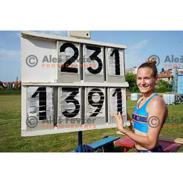Neja Filipic, winner of Women\'s triple jump hurdles at Slovenian Athletics Cup in Celje, Slovenia in June 15, 2019