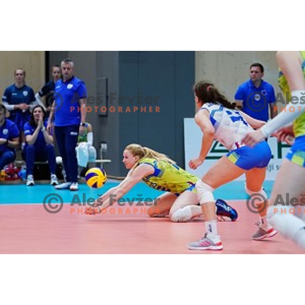 action during volleyball match between Slovenia and Greece in CEV European Silver League Women, Mislinja, Slovenia in June 15, 2019