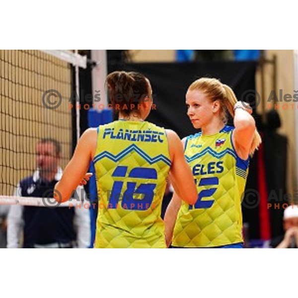 Lana Scuka in action during volleyball match between Slovenia and Greece in CEV European Silver League Women, Mislinja, Slovenia in June 15, 2019