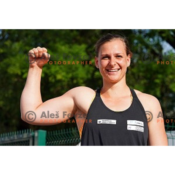 Veronika Domjan, winner of Women\'s discus at Slovenian Athletics Cup in Celje, Slovenia in June 15, 2019