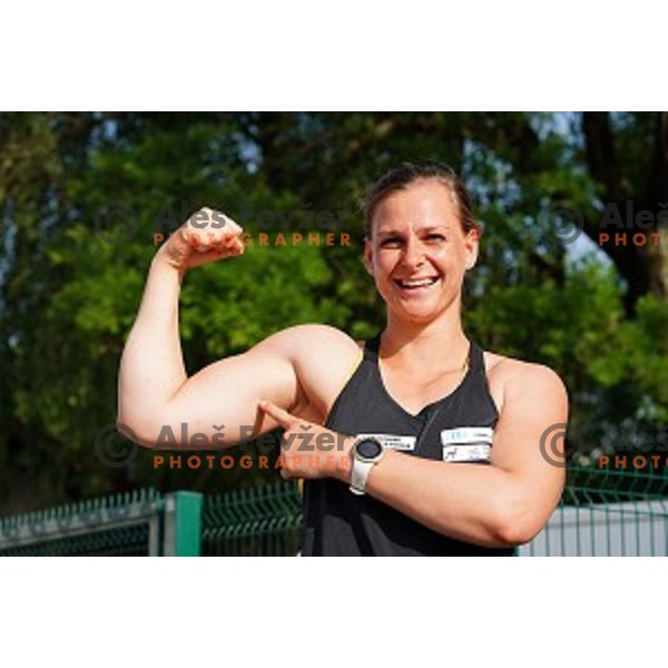 Veronika Domjan, winner of Women\'s discus at Slovenian Athletics Cup in Celje, Slovenia in June 15, 2019