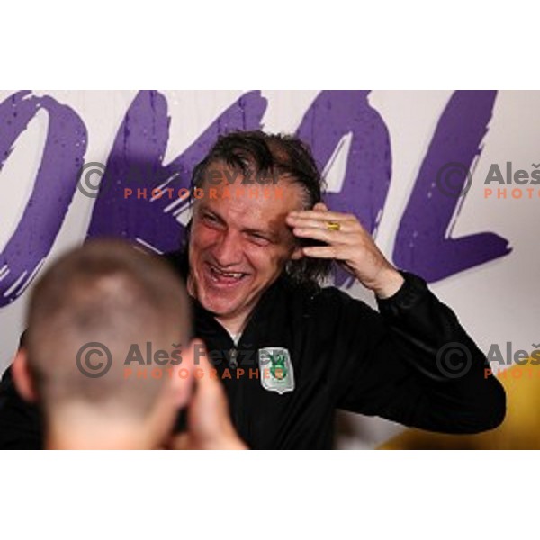 Safet Hadzic and players of Olimpija celebrate victory in the Final of Slovenian Cup football match between Olimpija and Maribor in Celje, Slovenia on may 30, 2019
