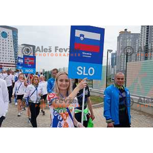 Slovenia team at official opening of Athletes Village at 2.European Games in Minsk, Belarus on June 20, 2019