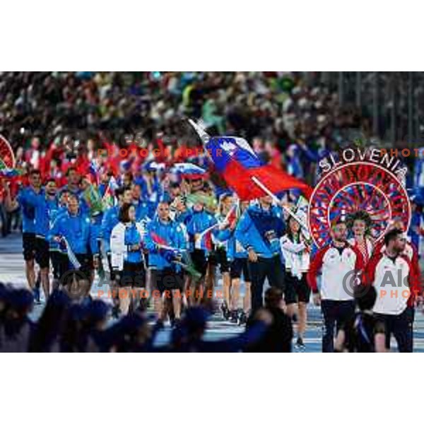 Toja Ellison, flag bearer of Slovenia team at Opening Ceremony of 2nd European Games, Minsk, Belarus
