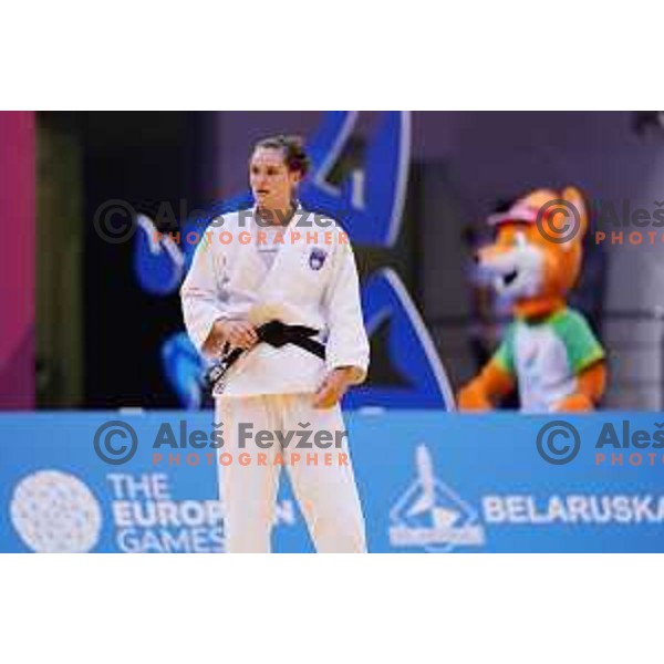 Klara Apotekar of Slovenia winner of gold medal at Women\'s 70 kg Judo Tournament at 2nd European Games, Minsk, Belarus on June 24, 2019